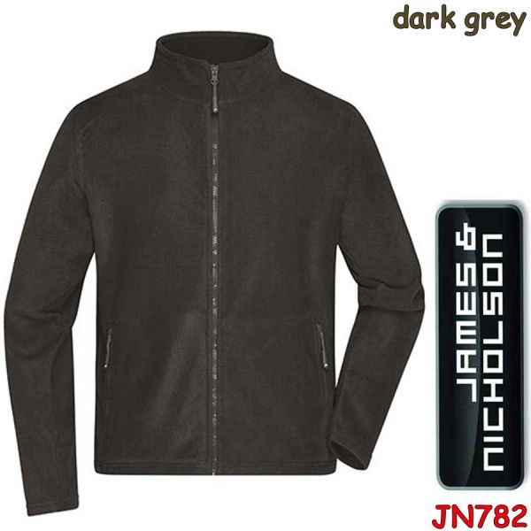 Herren Fleece-Jacke, JN782, James & Nicholsson, dark grey