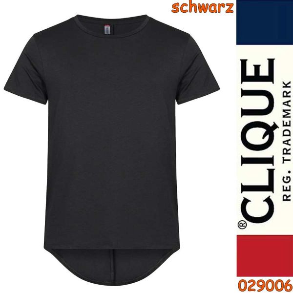 Herren T-Shirt, mit verlängertem Rücken, CLIQUE 029006, schwarz