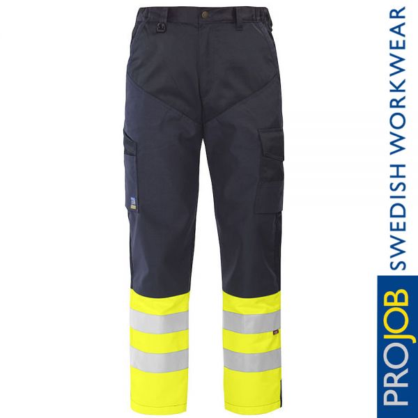 Arbeitshose, HI-VIS, PRO JOB, 6507-blau-gelb