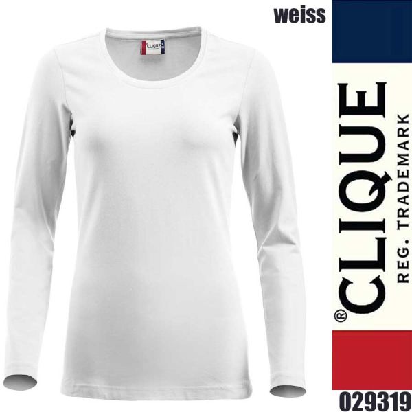 Carolina L/S, T-Shirt Langarm Damen Rundhals, Clique - 029319, weiss