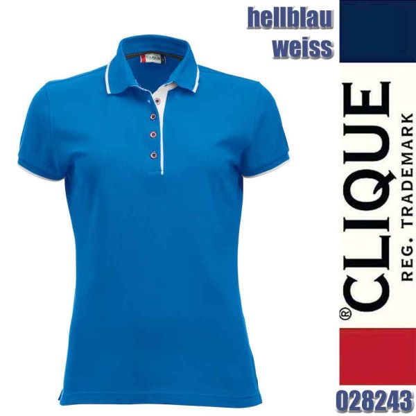Seattle Ladies Polo Shirt, Clique - 028243, hellblau, weiss