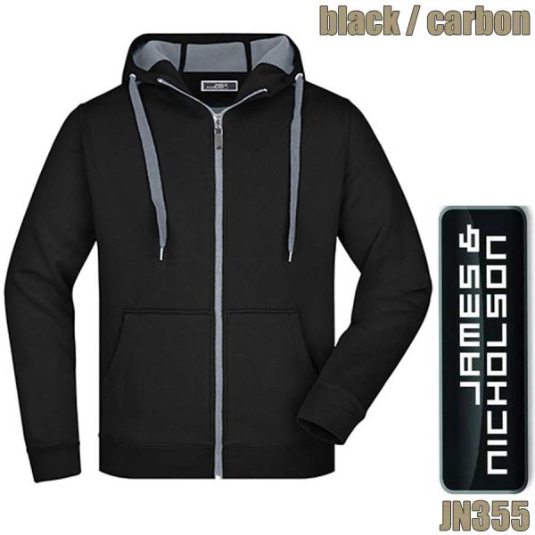 Herren double-Face Sweat Jacket, JAMES NICHOLSON, JN355, black-carbon