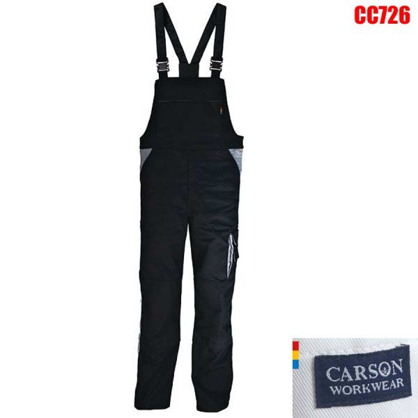 Carson Contrast Latzhosen, schwarz, grau, CC726