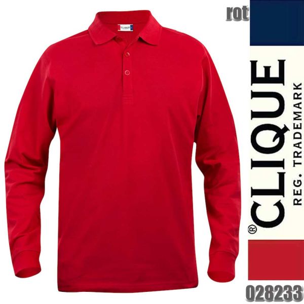 Basic Polo L/S Junior, Langarm Polo Kinder, Clique - 028233, rot