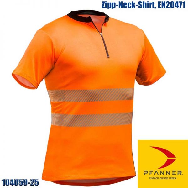 Zipp Neck Shirt, kurzarm, EN20471, Pfanner, 104059-25