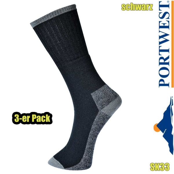 Arbeitssocken, 3-er Pack, SK33, PORTWEST, schwarz