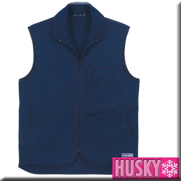 Gilet, aus warmem Faserpelz, dunkelblau,