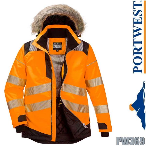 Warnschutz Winterparka, PW369, PORTWEST, warnorange