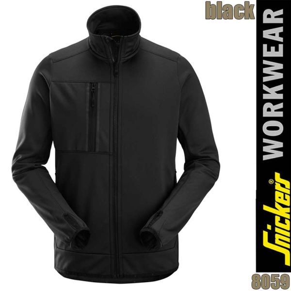 8059, AllroundWork, Fleecejacke mit durchgehendem Reissverschluss, SNICKERS, black