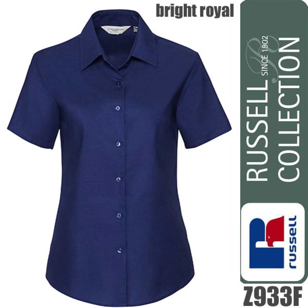 Ladies` Short Sleeve Classic Oxford Shirt, Russel - Z933F, bright royal