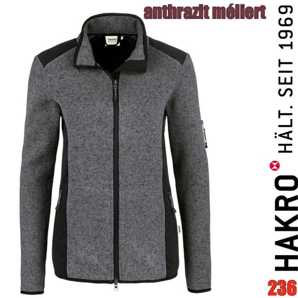 NO. 236 Hakro Damen Strickfleece Jacke Churchill, anthrazit meliert