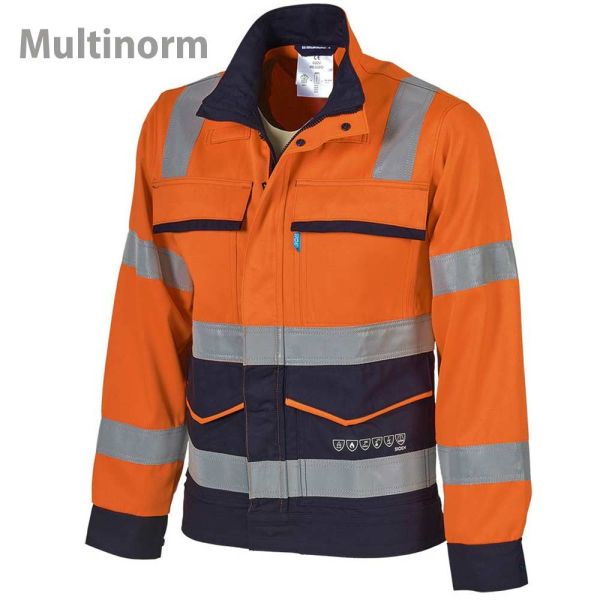 Multinorm-Warnschutzjacke SIO-SAFE EXTRA LARRAU, leuchtorange/dunkelblau-