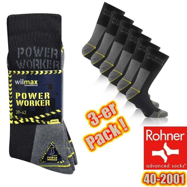 3 er Pack Rohner Worker Socken - 402001
