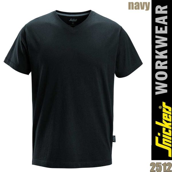 T-Shirt mit V-Ausschnitt, NEUHEIT ! - SNICKERS, 2512, navy