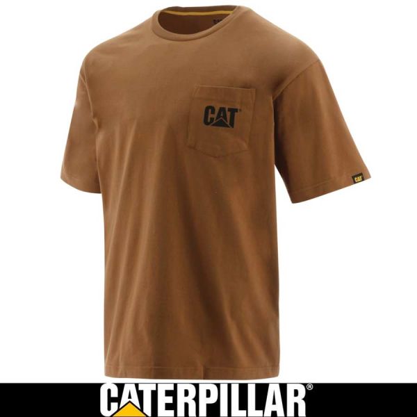 CAT Logo Pocket T-Shirt, braun, 46436