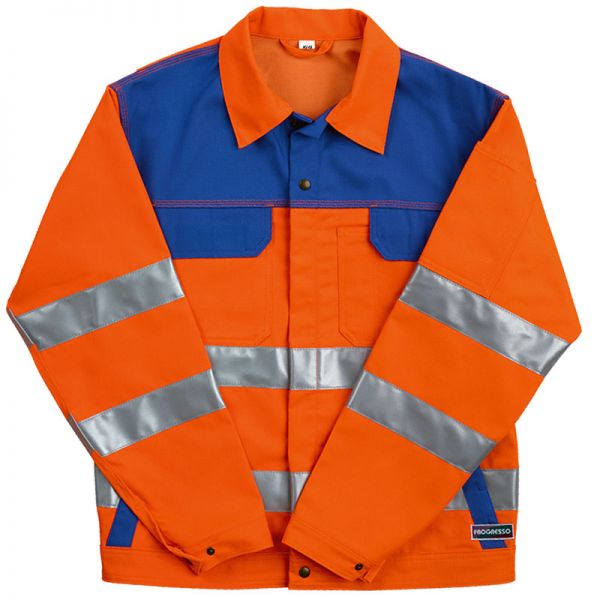 PROGRESSO Reflex Warnschutz Bundjacke-leuchtorange-blau-10360