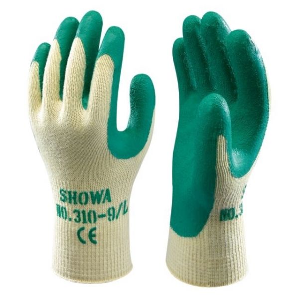 Showa-Grip grün - Handschuh, -310- Naturlatex getauchter Textilhandschuh 