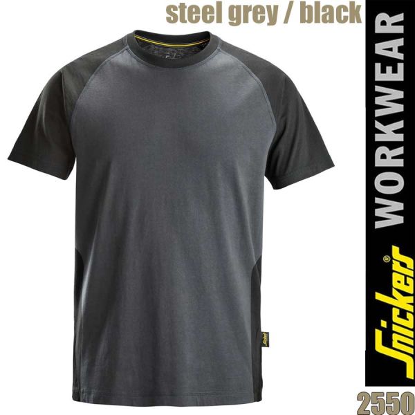 Zweifarbiges T-Shirt, SNICKERS, 2550, steel grey black