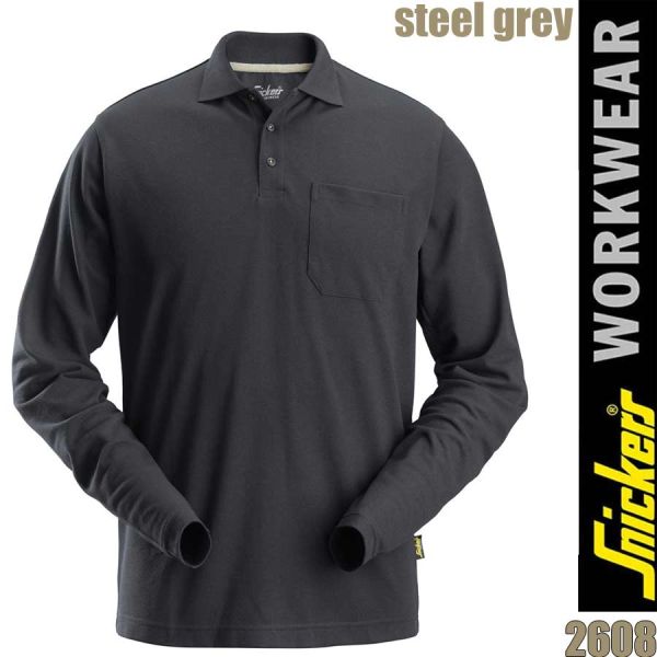 Langarm Poloshirt, 2608, SNICKERS Workwear, steel grau