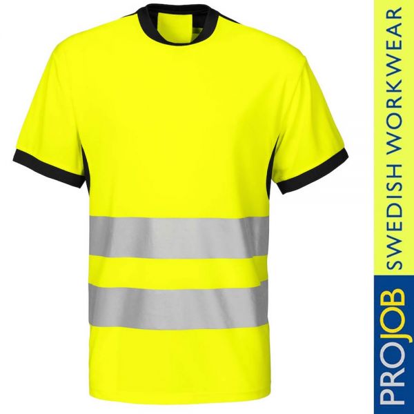 6009 T-SHIRT EN ISO 20471 KLASSE 2 - PRO JOB - gelb-schwarz