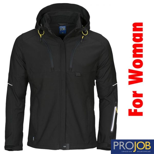 Damen Softshell Jacke, 3-Lagig, PRO JOB, 3412, schwarz