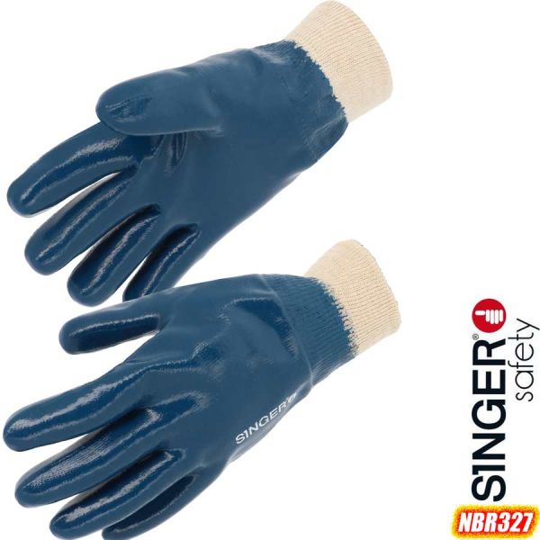 Nitril-Vollbeschichtete-Handschuhe,-Strickstulpen,-NBR327,-SINGER-Safety