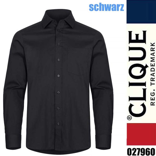 Stretch Shirt LS, Hemd, Clique - 027960, schwarz