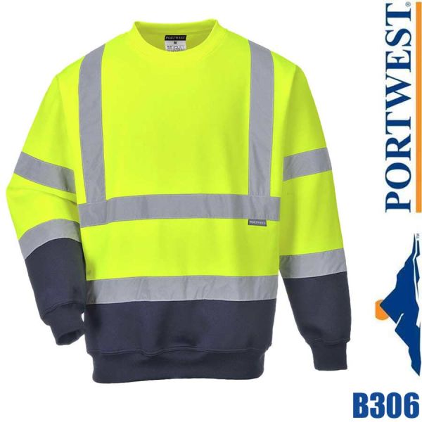 2-farbiges Warnschutz Sweatshirt, B306, PORTWEST