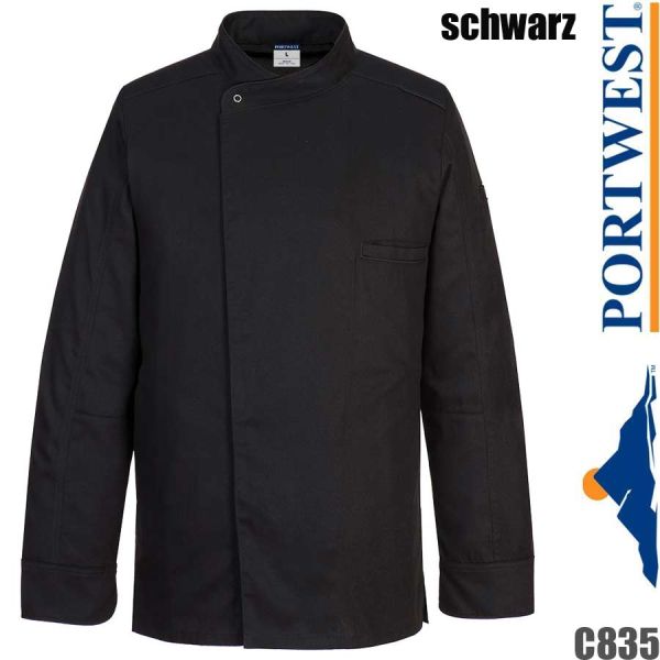 Kochjacke, Surrey, Langarm, schwarz, C835, PORTWEST