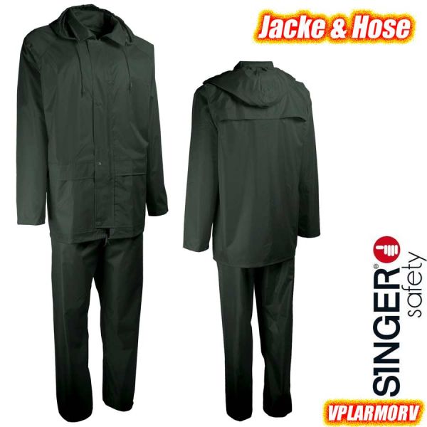 Regenschutz-Set Jacke und Hose, PVC, grün, VPLARMORV, SINGER Safety
