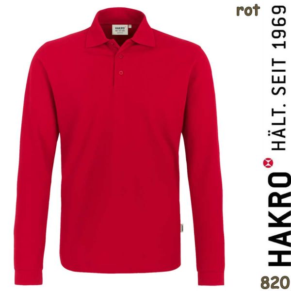 NO. 820 Hakro Longsleeve-Poloshirt Classic, rot