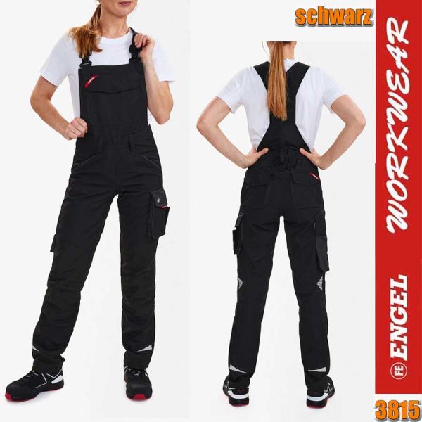 GALAXY Damen Latzhose, ENGEL Workwear, 3815-254, schwarz-anthrazit