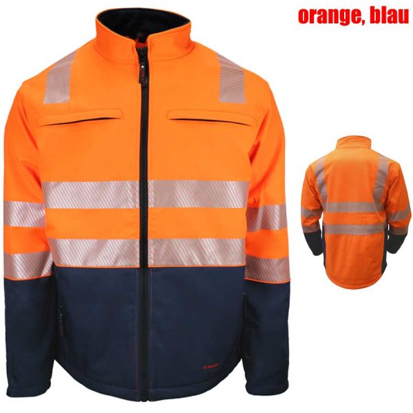 Softshelljacke, HI-VIS, orange, blau, EN20471