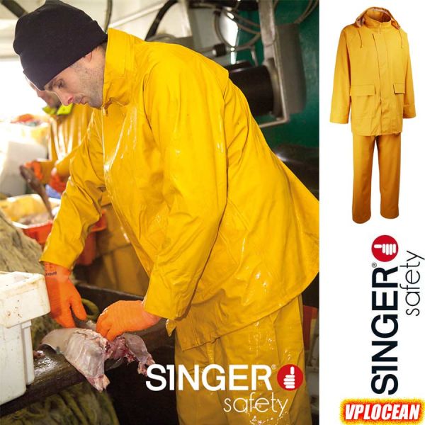 Regenschutz Jacke und Hose, PU/PVC, gelb, VPLOCEAN, SINGER Safety