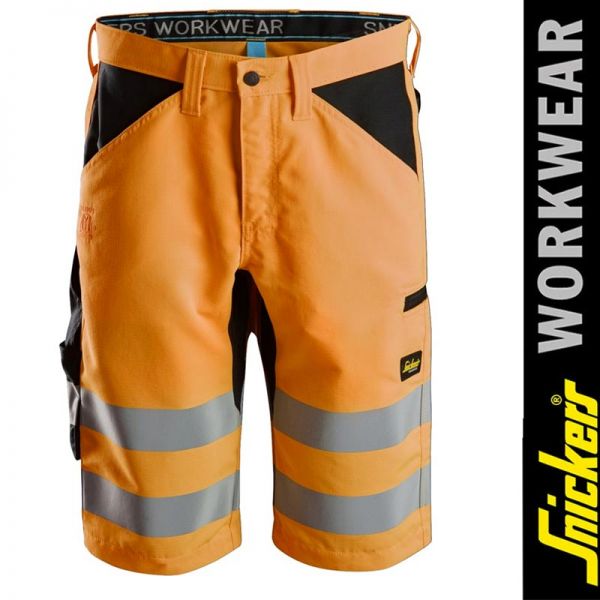 6132 LiteWork High-Vis Shorts+, Klasse 1- SNICKERS-orange-schwarz