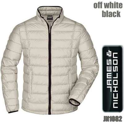 James & Nicholson Herren Daunenjacke – Langarm, Reißverschluss, Größe XL, Schwarz/Grau
