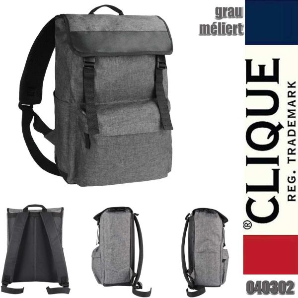 Melange Backpack moderner Rucksack, Grey Melange, Clique - 040302