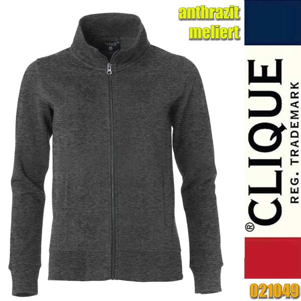 Classic Cardigan Ladies Zip Sweat Jacke, Clique - 021049, antrazit meliert