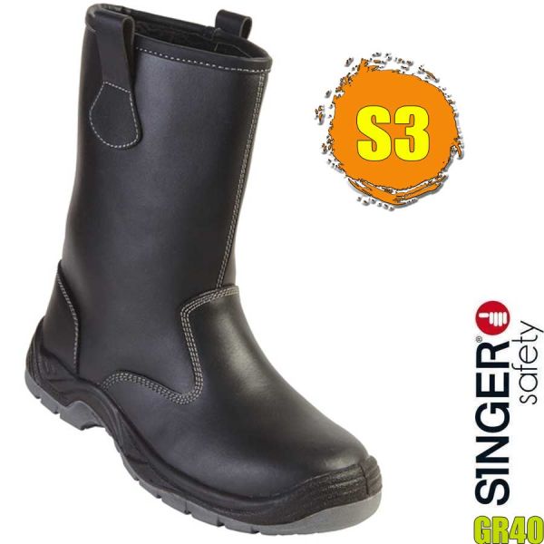 Winter Sicherheitsstiefel, Leder, schwarz, S3, Singer Safety, GR40