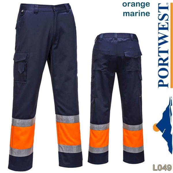 Combat Hose, zweifarbig, HI_VIS, L049, PORTWEST, orange-marine