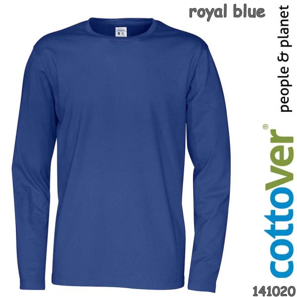 T-Shirt, Langarm, COTTOVER, Baumwolle, 141020, royalblau
