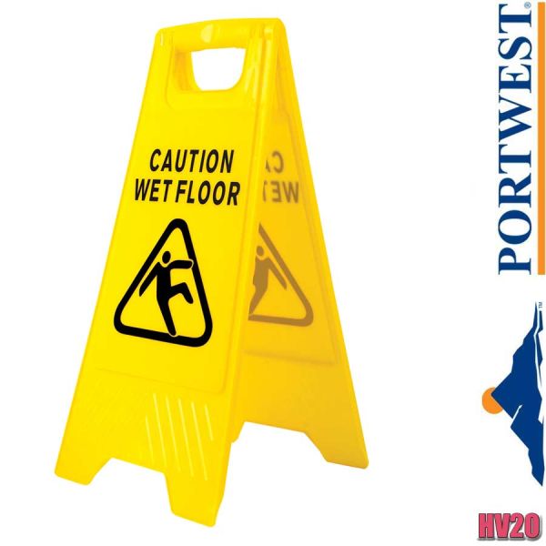 Warnschild - Achtung nasser Boden, gelb, HV20, PORTWEST