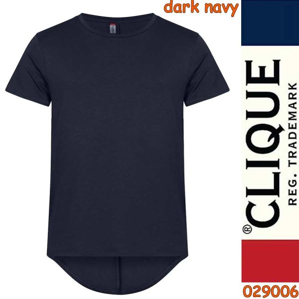 Herren T-Shirt, mit verlängertem Rücken, CLIQUE 029006, dark navy
