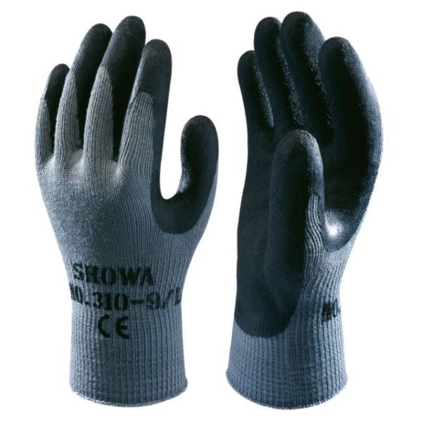 Showa-Grip, Handschuh schwarz (310NR) Naturlatex getauchter Textilhandschuh