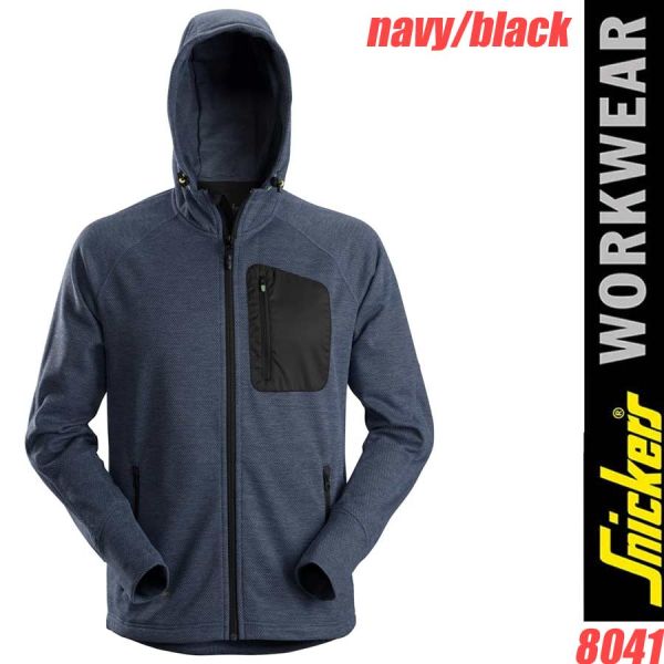 FlexiWork, Fleece Hoodie, 8041, SNICKERS Workwear, navy-black