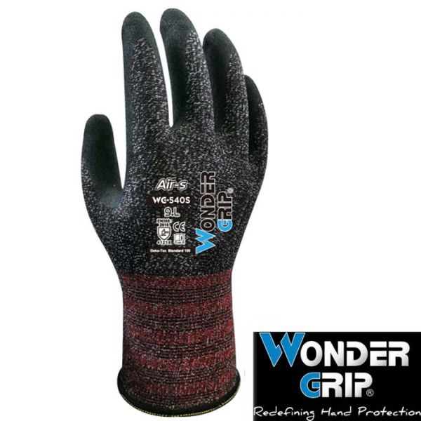 Wonder Grip Air, (WG-540S) schwarz, atmungsaktiver Arbeitshandschuh