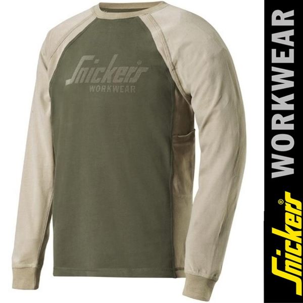 Langarm T-Shirt - SNICKERS Workwear- mit Logo-olive-sand-2400-SALE