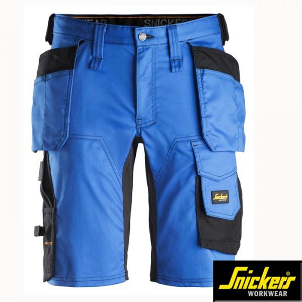 Snickers Workwear, (6141) Allround Work, Stretch Shorts, mit Holstertaschen-stahlblau-schwarz