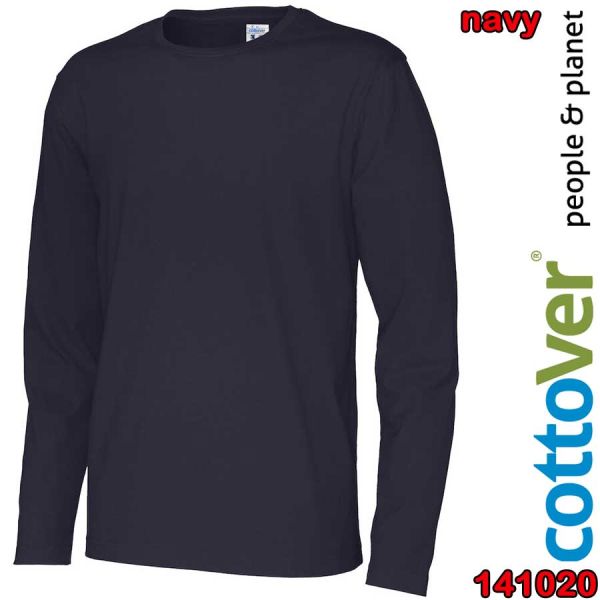 T-Shirt, Langarm, COTTOVER, Baumwolle, 141020, navy