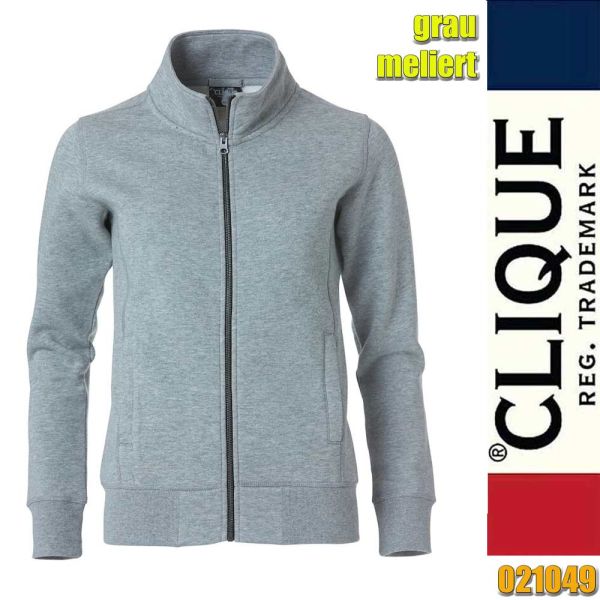 Classic Cardigan Ladies Zip Sweat Jacke, Clique - 021049, grau meliert